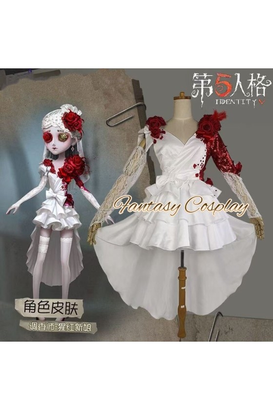 Identity V Perfumer Crimson Bride White Formal Dress Cosplay Costume